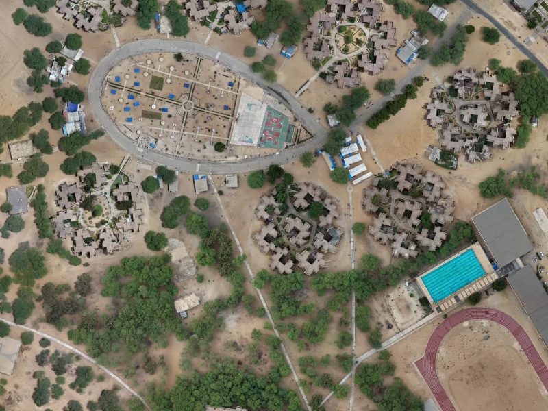 Orthophoto drone d'un village de résidences universitaires